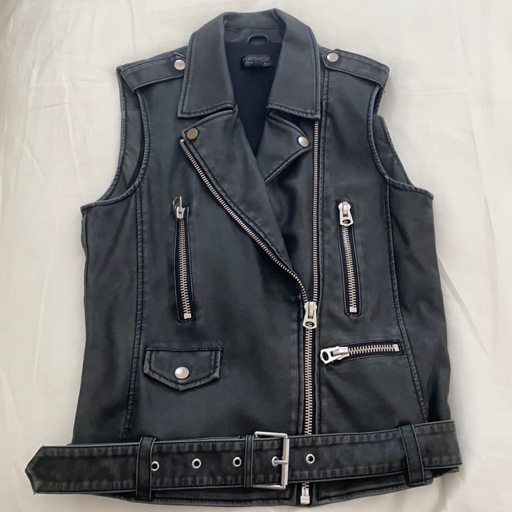 Topshop Faux Leather Vest